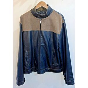 VINTAGE Emporio and Co. Mens Black Leather Jacket Size XL  Made In Italy HIM HIS